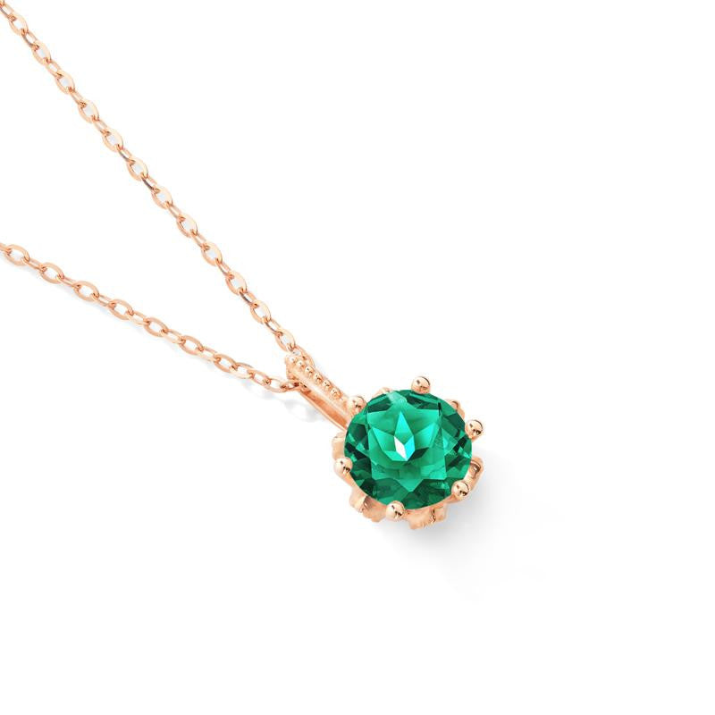 [Eden] Floral Solitaire Necklace in Lab Emerald
