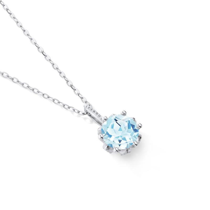 [Eden] Floral Solitaire Necklace in Aquamarine