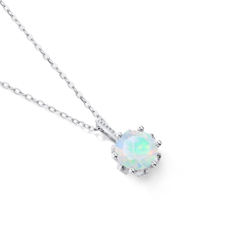 [Eden] Floral Solitaire Necklace in Opal