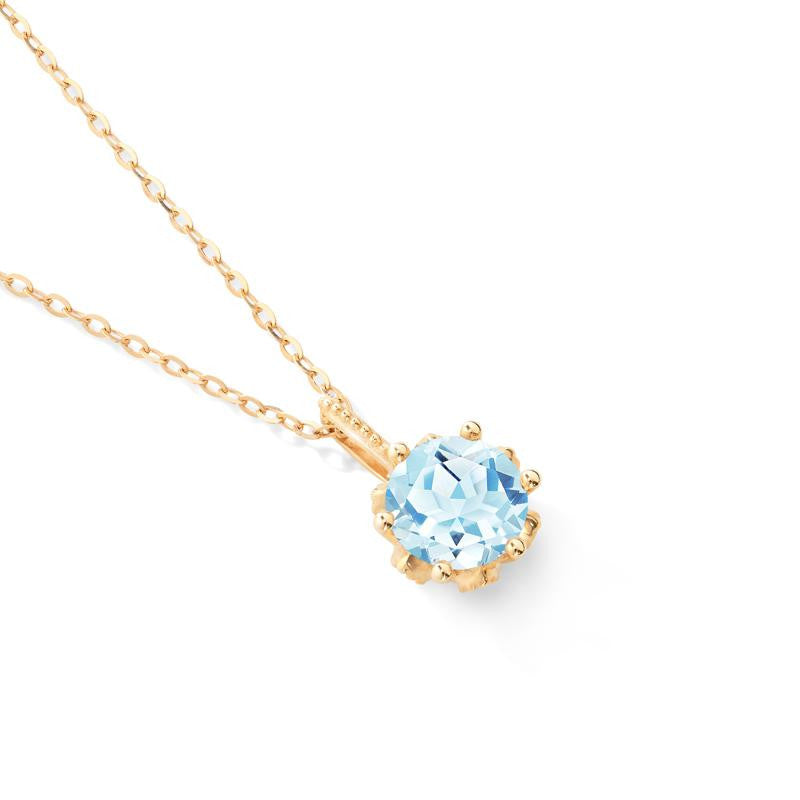 [Eden] Floral Solitaire Necklace in Aquamarine