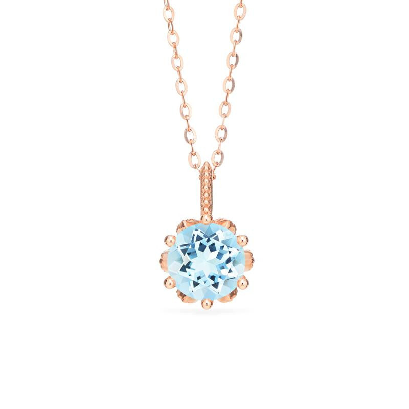 [Eden] Floral Solitaire Necklace in Aquamarine