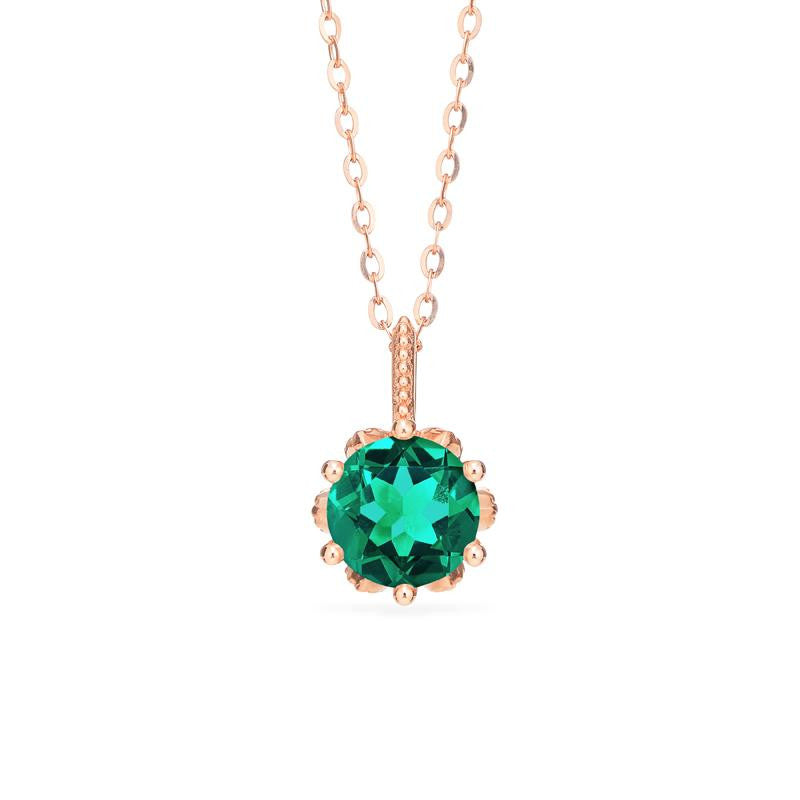 [Eden] Floral Solitaire Necklace in Lab Emerald
