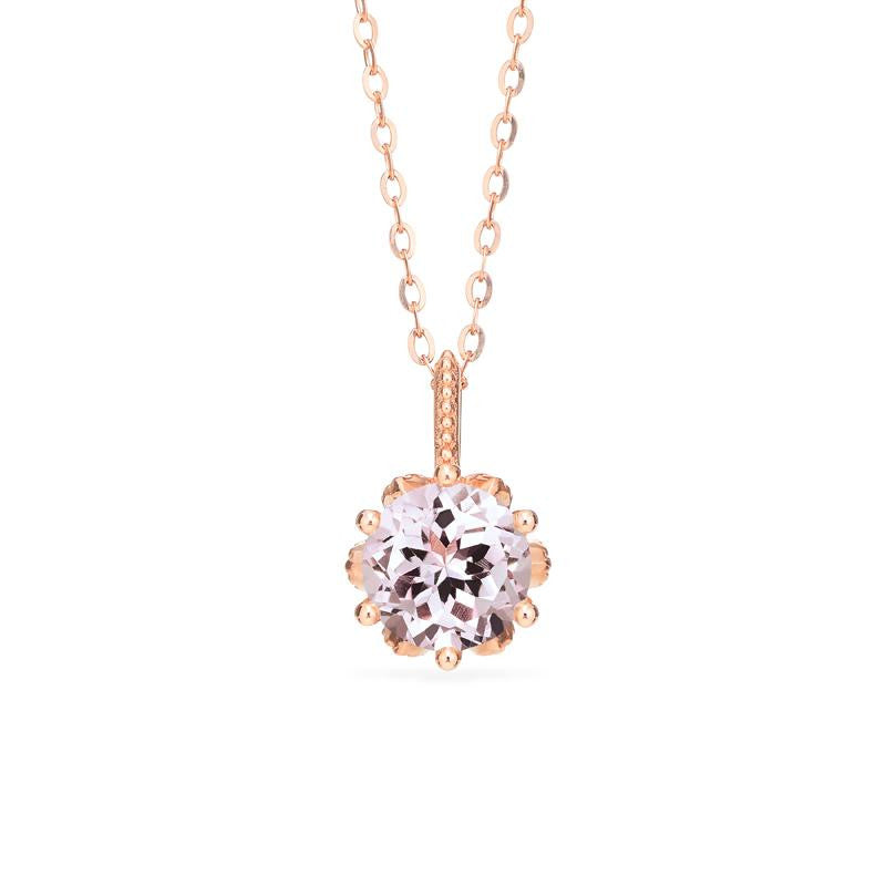 [Eden] Floral Solitaire Necklace in Morganite