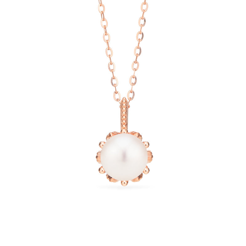 [Eden] Floral Solitaire Necklace in Akoya Pearl