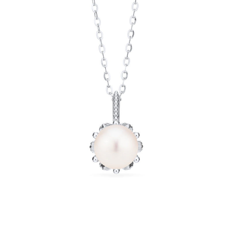 [Eden] Floral Solitaire Necklace in Akoya Pearl
