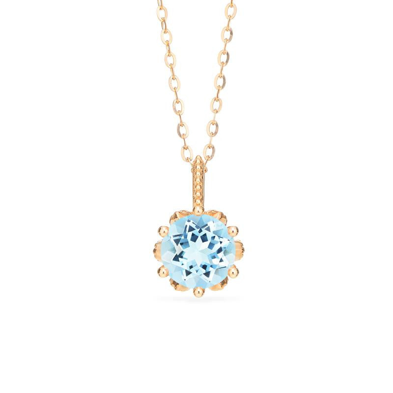 [Eden] Floral Solitaire Necklace in Aquamarine