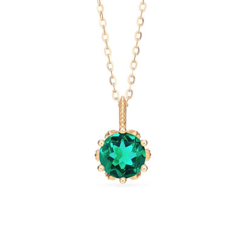 [Eden] Floral Solitaire Necklace in Lab Emerald