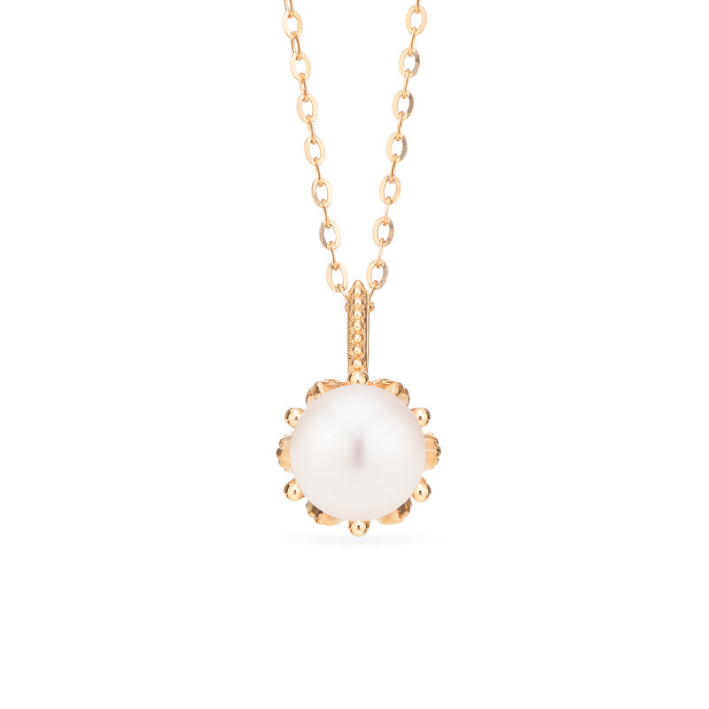 [Eden] Floral Solitaire Necklace in Akoya Pearl