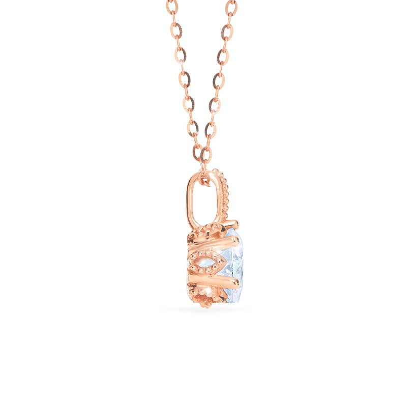 [Eden] Floral Solitaire Necklace in Diamond / Moissanite