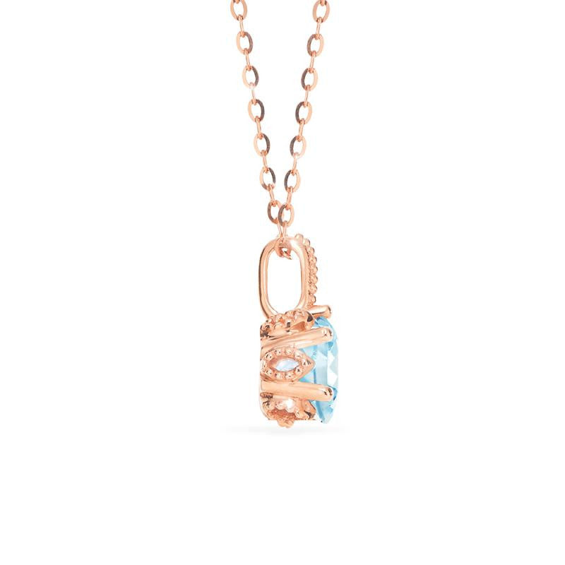 [Eden] Floral Solitaire Necklace in Aquamarine
