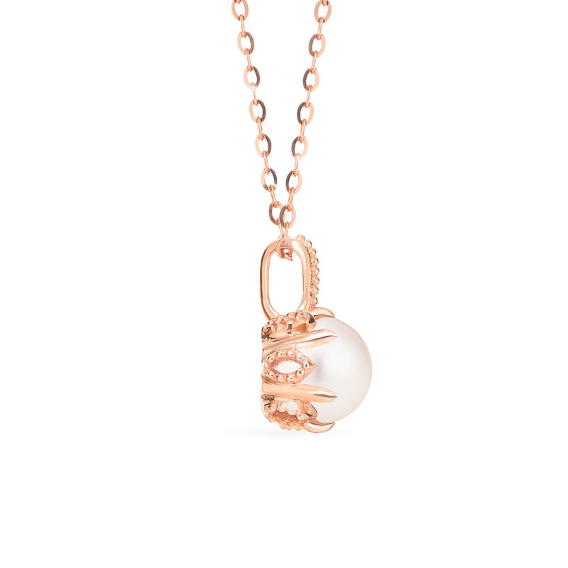 [Eden] Floral Solitaire Necklace in Akoya Pearl