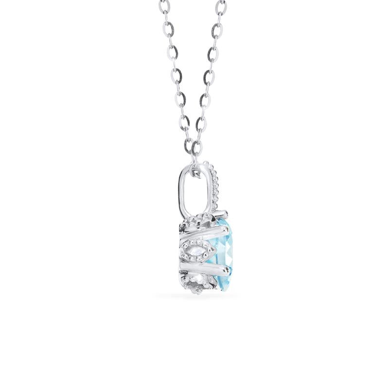[Eden] Floral Solitaire Necklace in Aquamarine