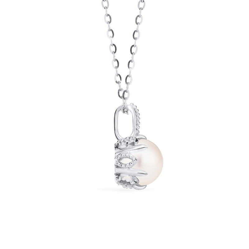[Eden] Floral Solitaire Necklace in Akoya Pearl