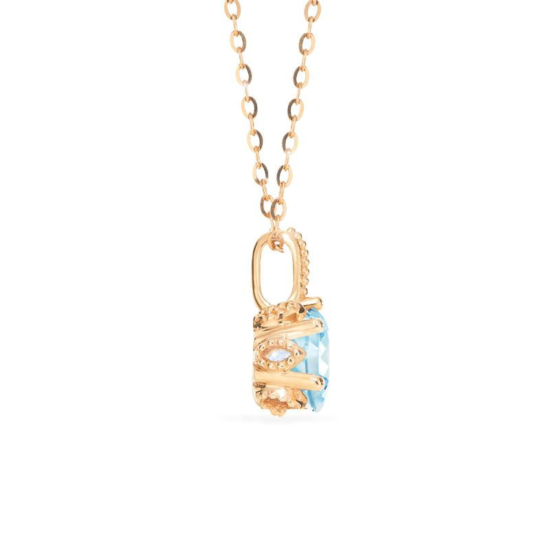 [Eden] Floral Solitaire Necklace in Aquamarine