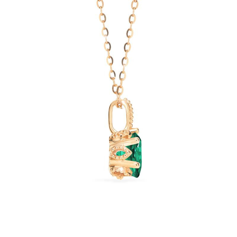 [Eden] Floral Solitaire Necklace in Lab Emerald