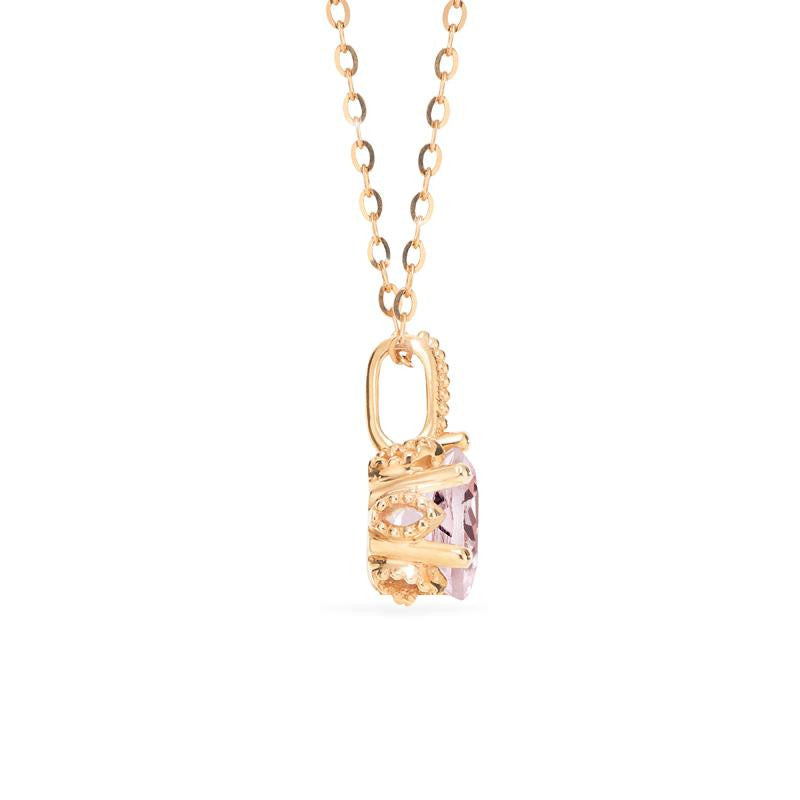 [Eden] Floral Solitaire Necklace in Morganite