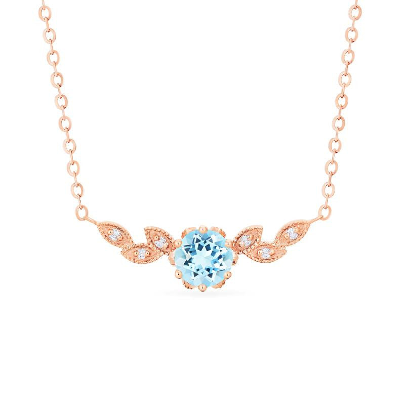 [Dahlia] Floral Leaf Necklace in Aquamarine