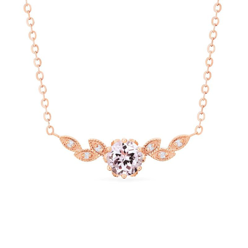 [Dahlia] Floral Leaf Necklace in Morganite