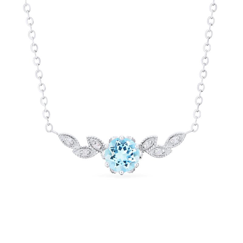 [Dahlia] Floral Leaf Necklace in Aquamarine