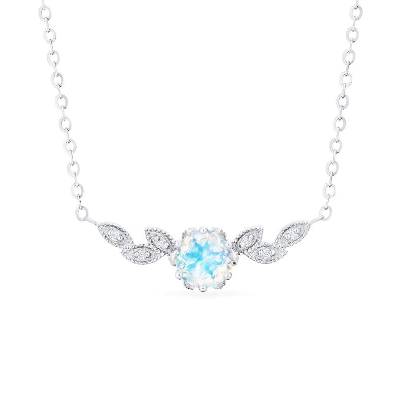 [Dahlia] Floral Leaf Necklace in Moonstone
