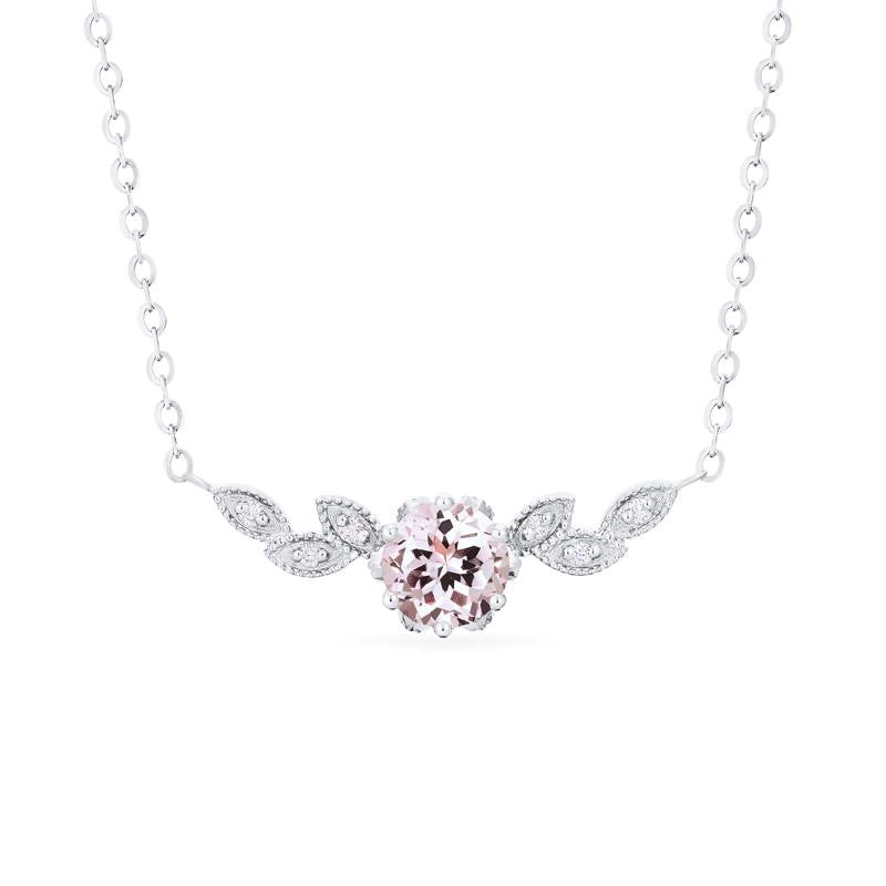 [Dahlia] Floral Leaf Necklace in Morganite