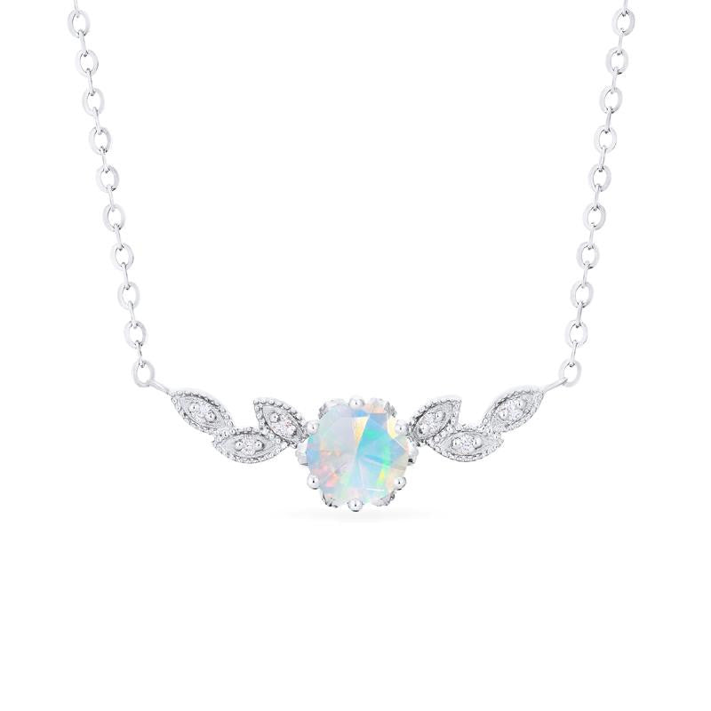 [Dahlia] Floral Leaf Necklace in Opal