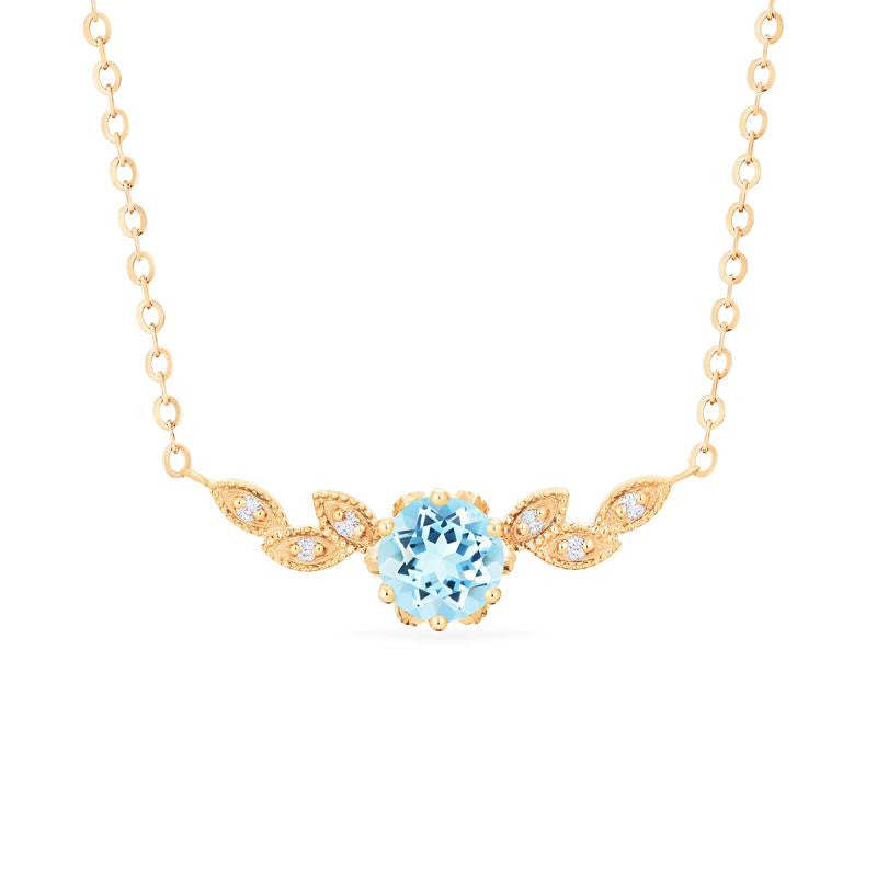 [Dahlia] Floral Leaf Necklace in Aquamarine