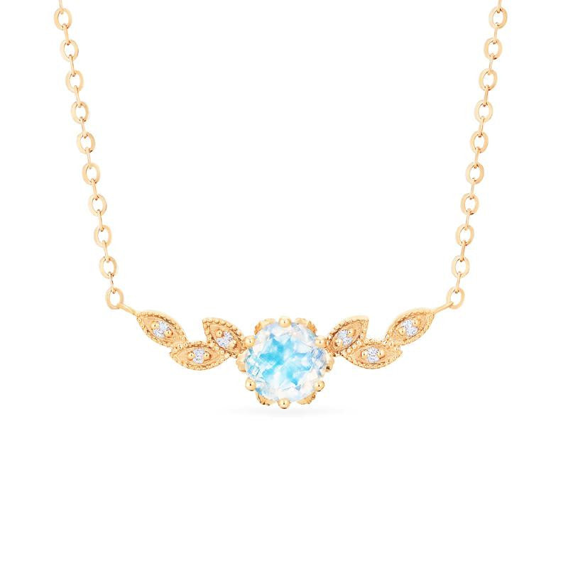 [Dahlia] Floral Leaf Necklace in Moonstone