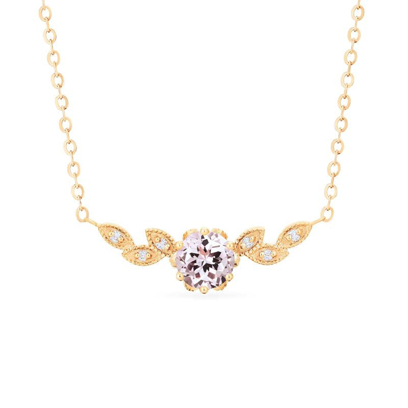[Dahlia] Floral Leaf Necklace in Morganite
