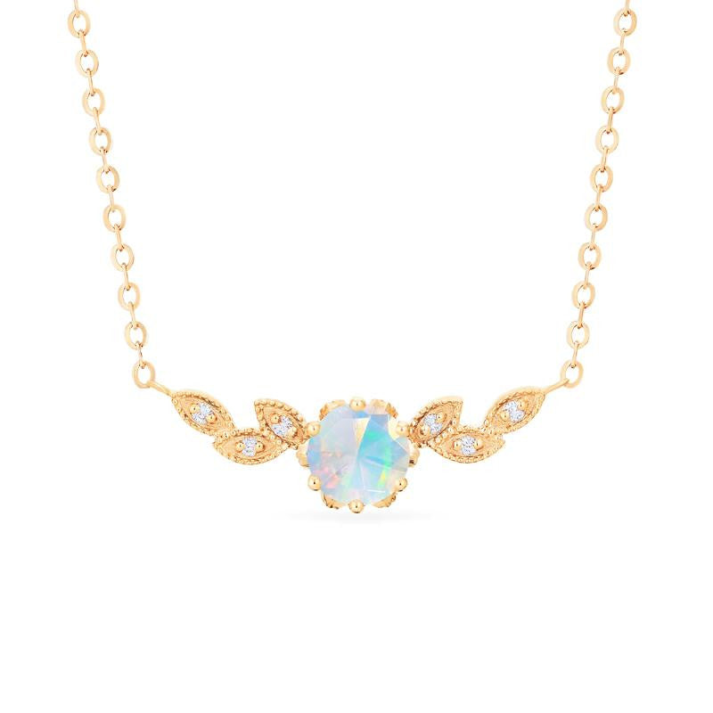 [Dahlia] Floral Leaf Necklace in Opal