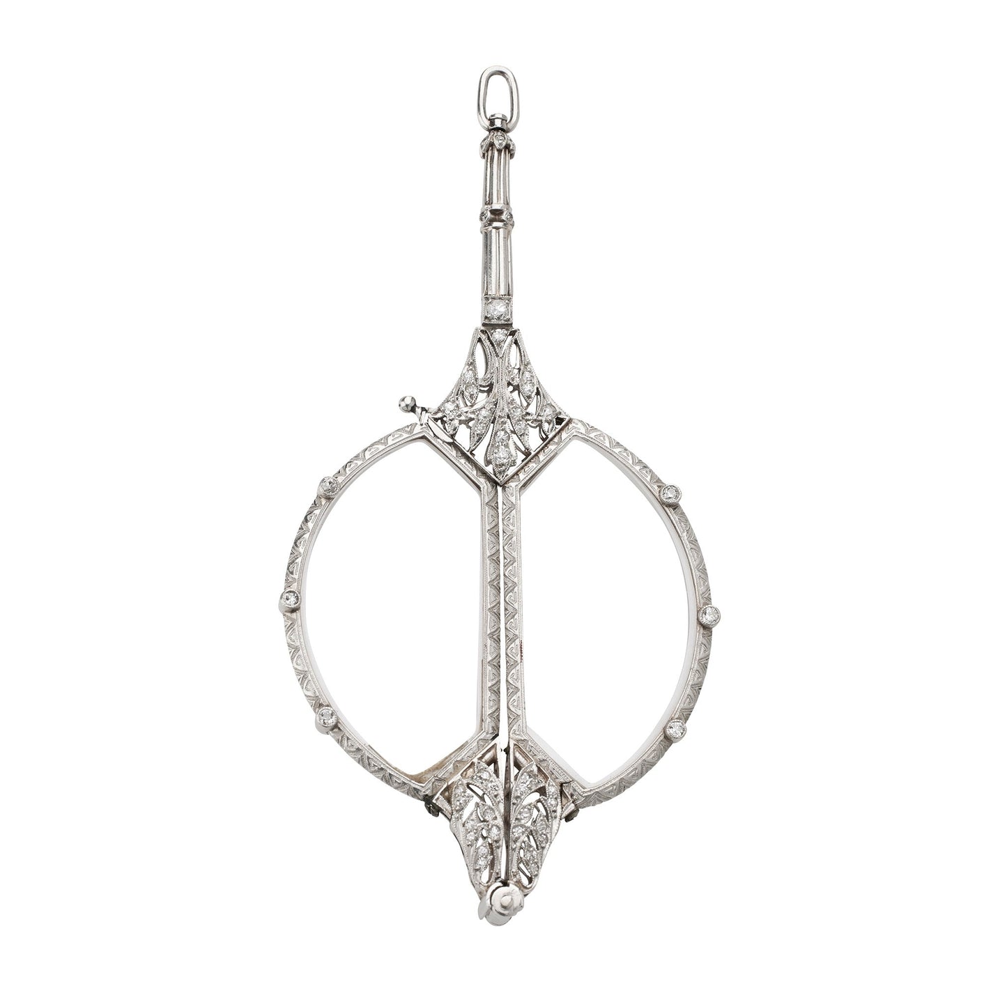 Edwardian Platinum and Diamond Lorgnette Pendant