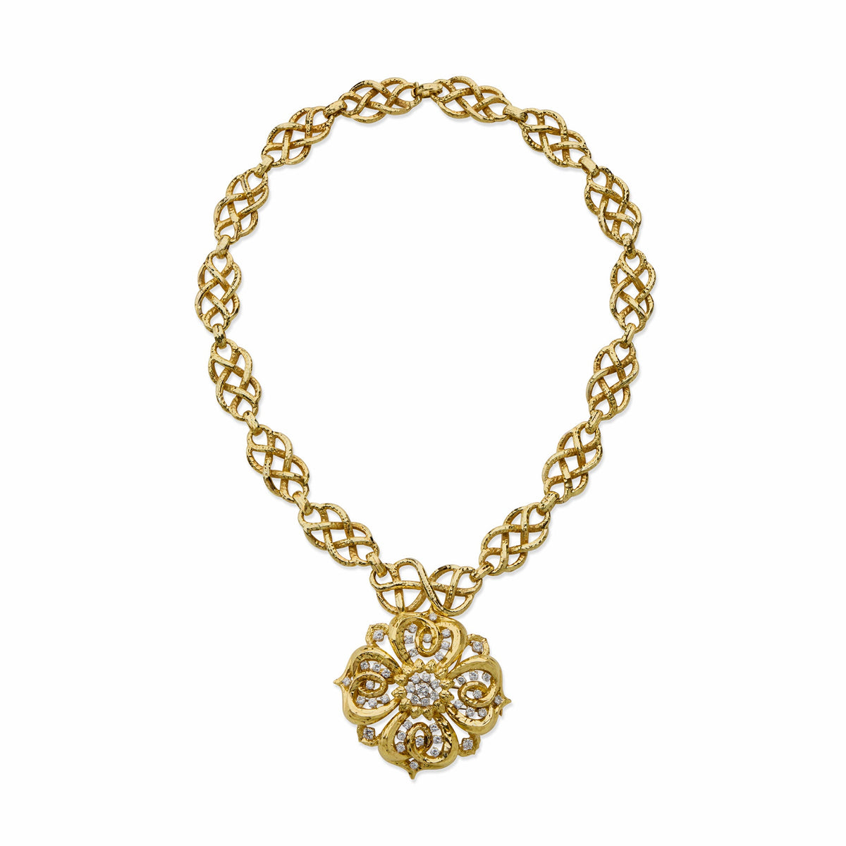 David Webb Hammered Pendant Necklace
