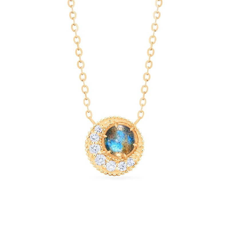 [Luna] Crescent Moon Necklace in Labradorite