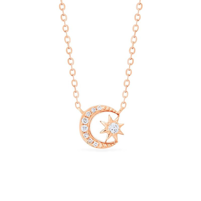 [Divina] Diamond Moon and Star Necklace