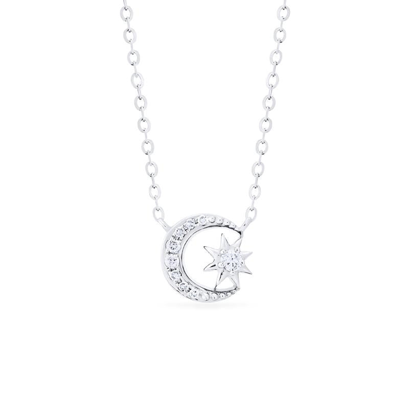 [Divina] Diamond Moon and Star Necklace