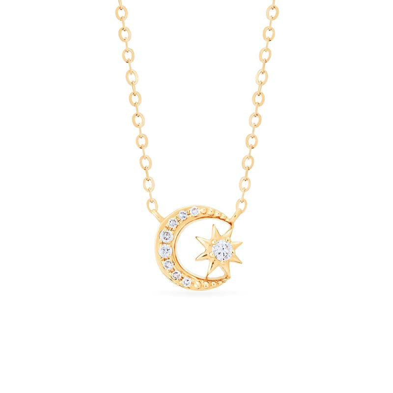 [Divina] Diamond Moon and Star Necklace