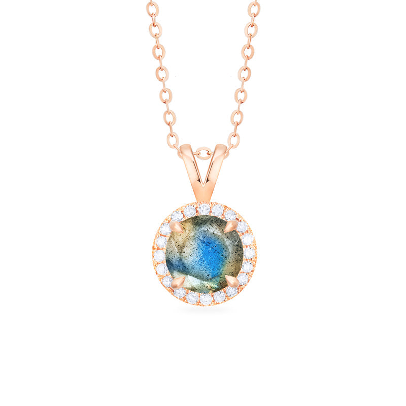 [Nova] Petite Halo Diamond Necklace in Labradorite