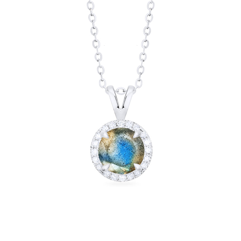 [Nova] Petite Halo Diamond Necklace in Labradorite
