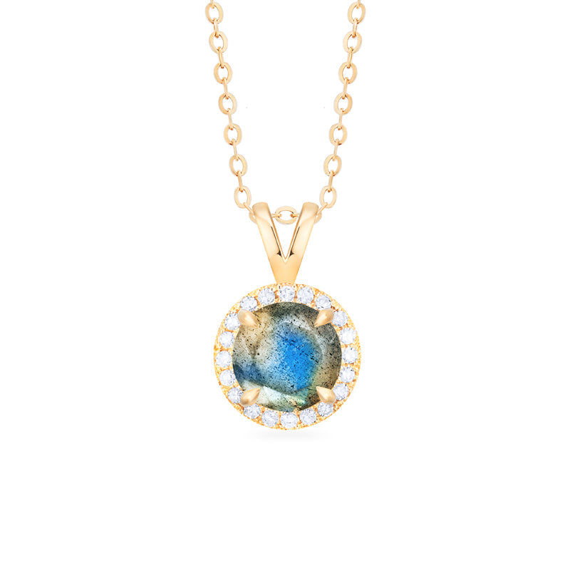 [Nova] Petite Halo Diamond Necklace in Labradorite