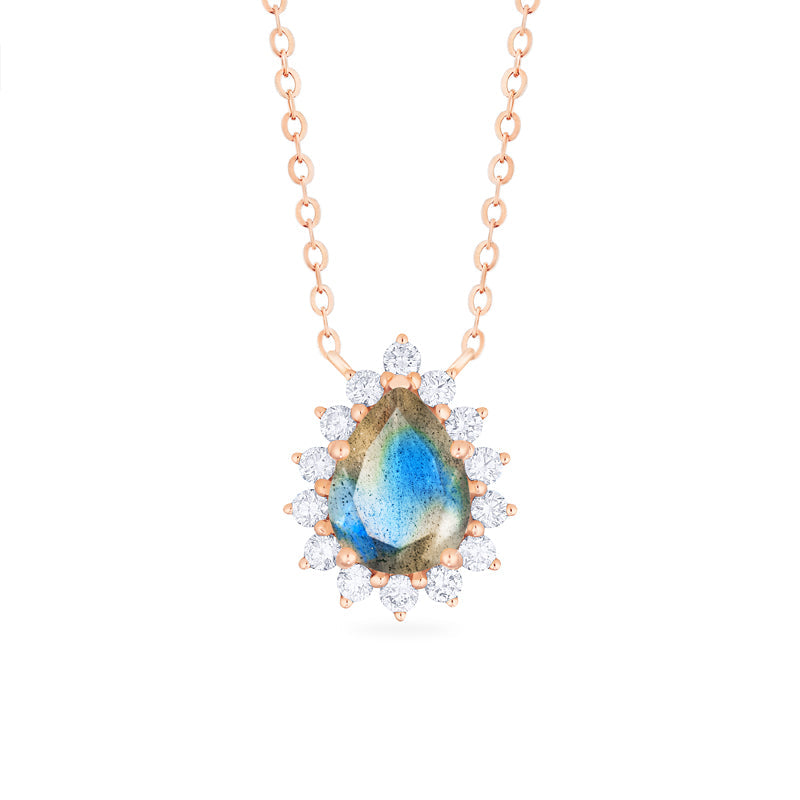 [Camellia] Vintage Bloom Pear Cut Necklace in Labradorite