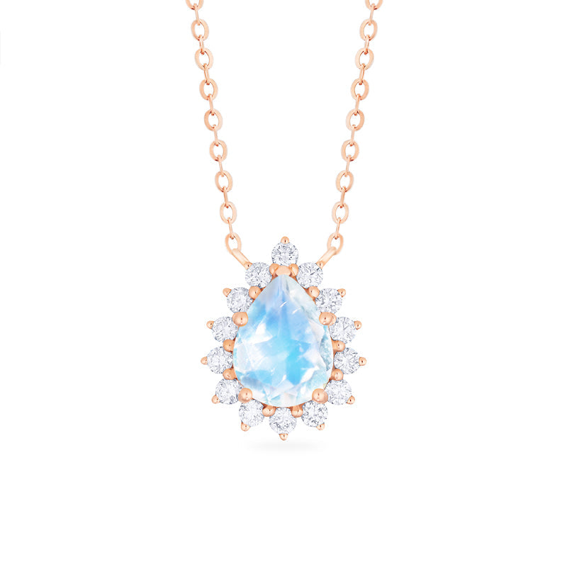 [Camellia] Vintage Bloom Pear Cut Necklace in Moonstone