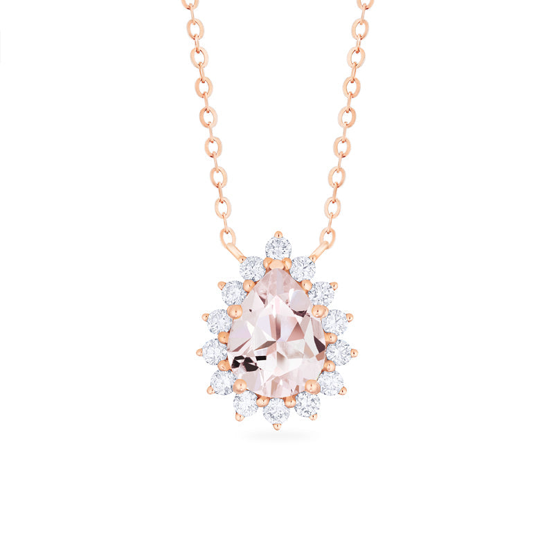 [Camellia] Vintage Bloom Pear Cut Necklace in Morganite