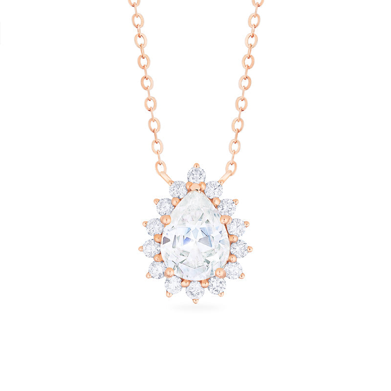[Camellia] Vinage Bloom Pear Cut Necklace in Moissanite / Diamond