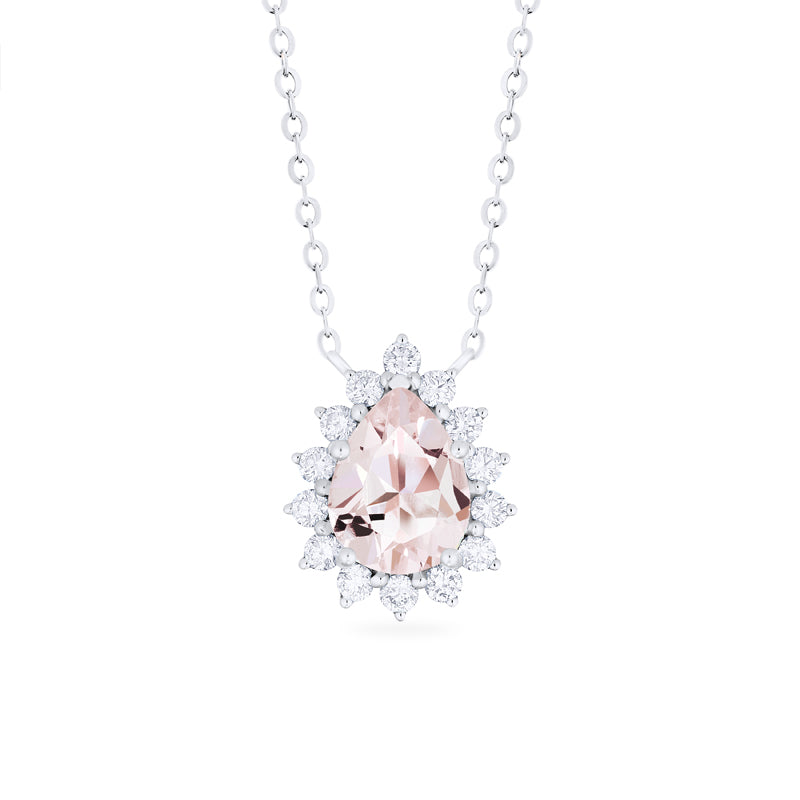 [Camellia] Vintage Bloom Pear Cut Necklace in Morganite