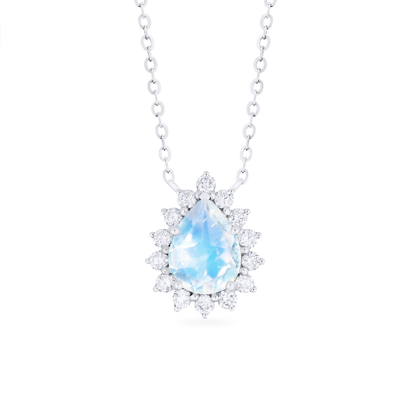 [Camellia] Vintage Bloom Pear Cut Necklace in Moonstone