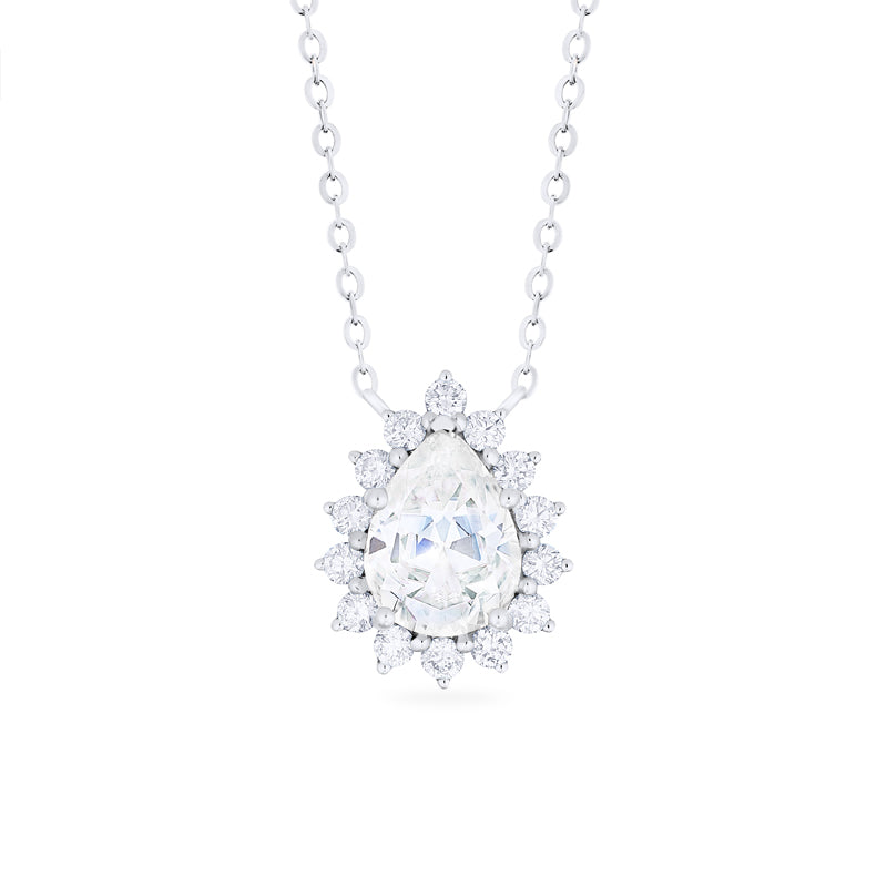 [Camellia] Vinage Bloom Pear Cut Necklace in Moissanite / Diamond