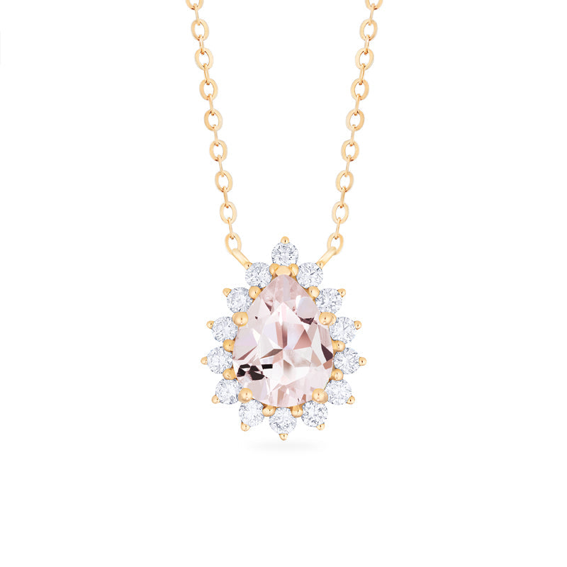 [Camellia] Vintage Bloom Pear Cut Necklace in Morganite