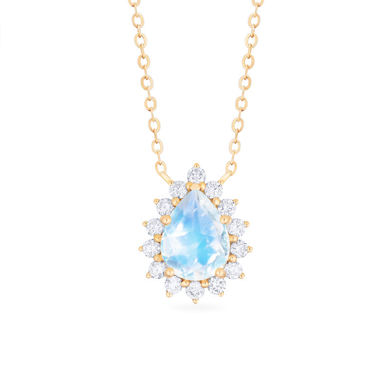[Camellia] Vintage Bloom Pear Cut Necklace in Moonstone
