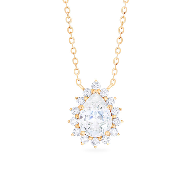 [Camellia] Vinage Bloom Pear Cut Necklace in Moissanite / Diamond