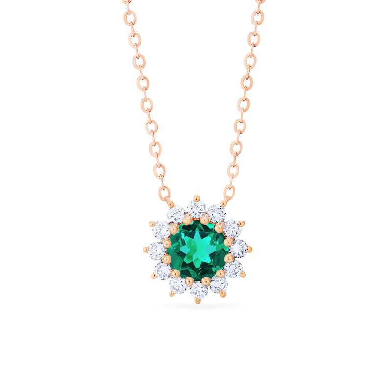 [Rosalie] Vintage Bloom Necklace in Lab Emerald